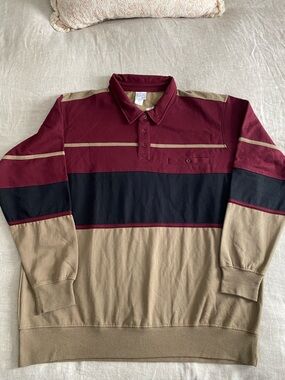 Vintage Haband Casual Joe Sweatshirt Henley Collared Grandpa Long Sleeve 90s XL